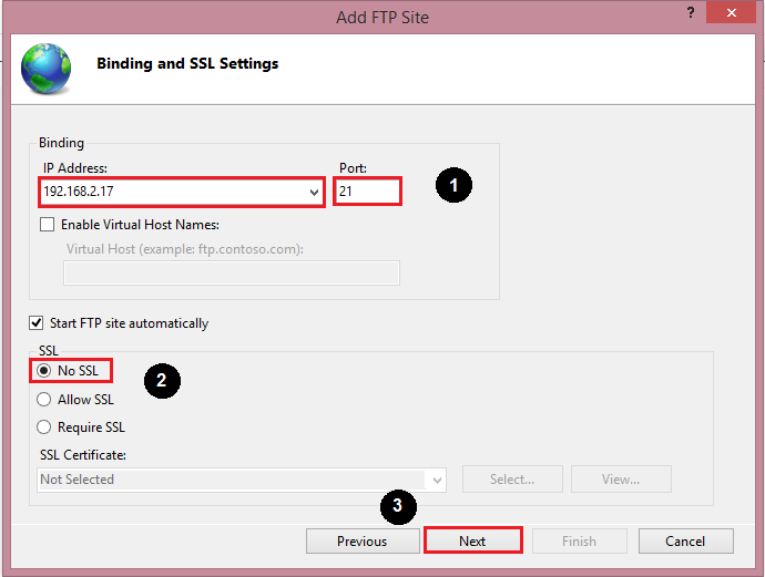 تنظیمات شبکه برای وب سایت FTP Serverq
